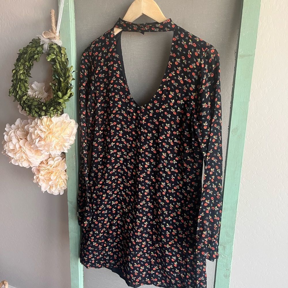 Sanctuary Dakota A-line Choker Mini Black Floral Dress Size S - Picture 7 of 7